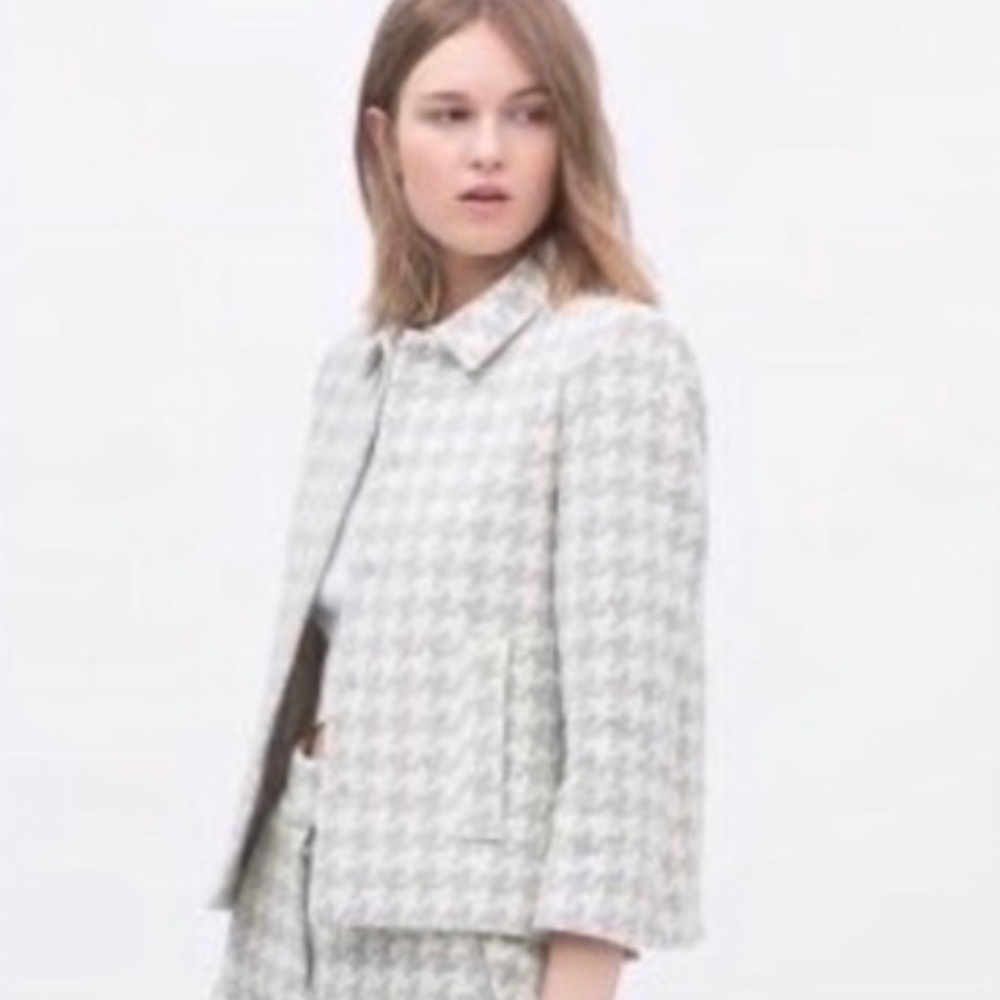 ZARA Houndstooth Blazer Jacket XL - Picture 2 of 5